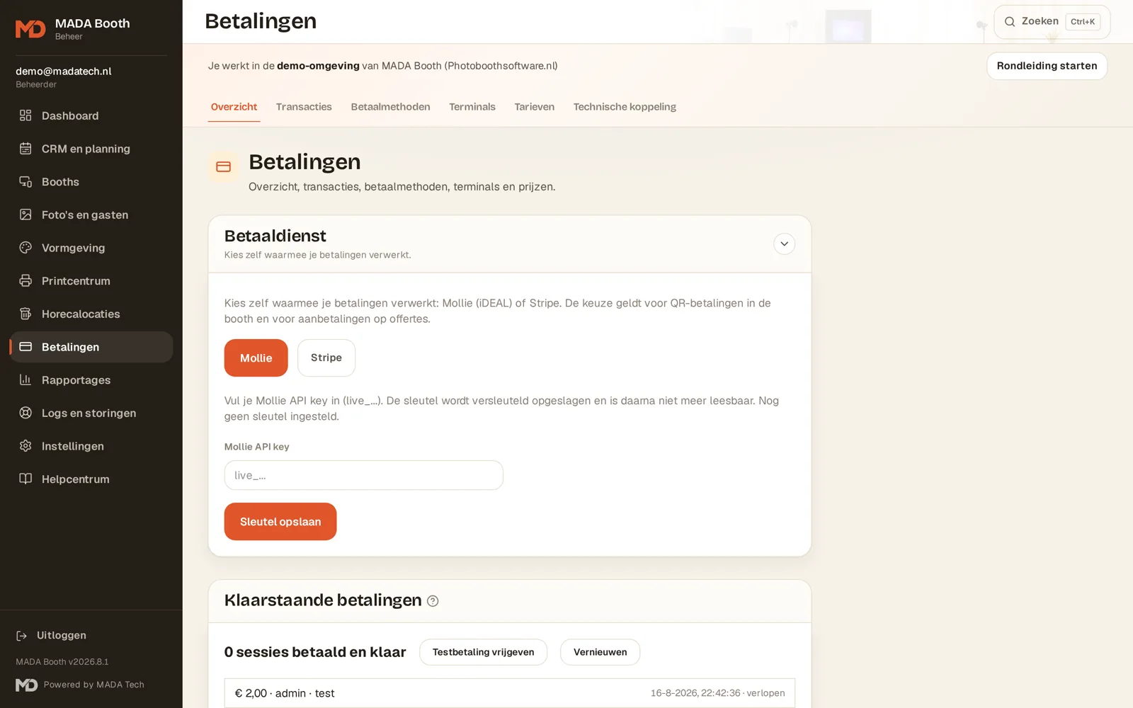 Betalingen met transacties en terminals