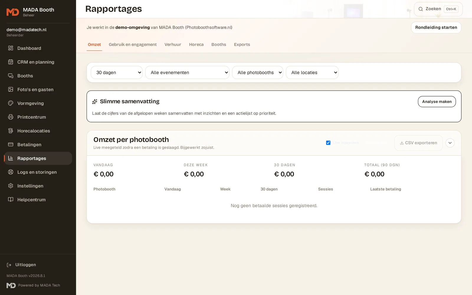 Rapportages met omzet en delen per kanaal