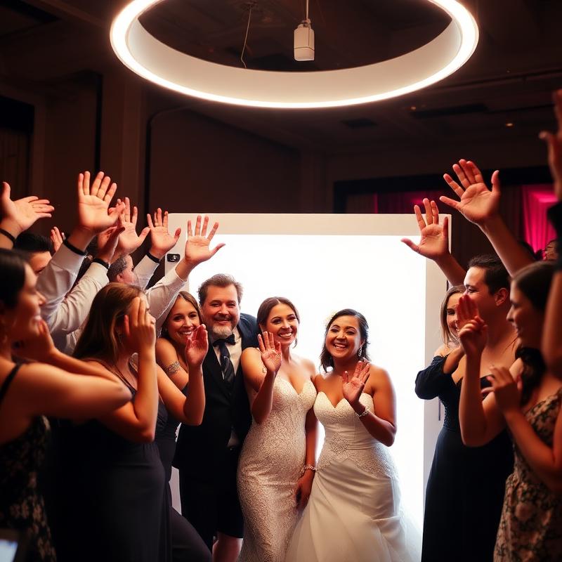 Bruiloftsgasten juichen voor de photobooth